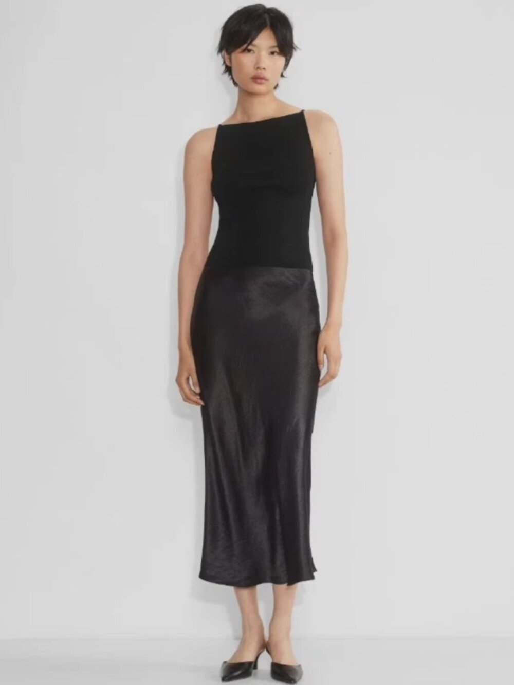 Babaton- Slip Satin Maxi Skirt Black Size 6